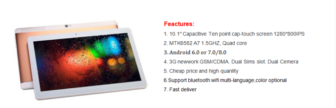 عمده فروشی قرص 10 اینچ قرص 1280 * 800 Phablet MTK6580 Quad Core Android 6.0 / 7.0 / 8.0 Lollipop 3G Tablet PC
